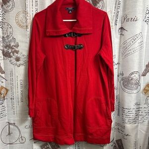 CHAPS Women's Vibrant Red Cape Trench Coat